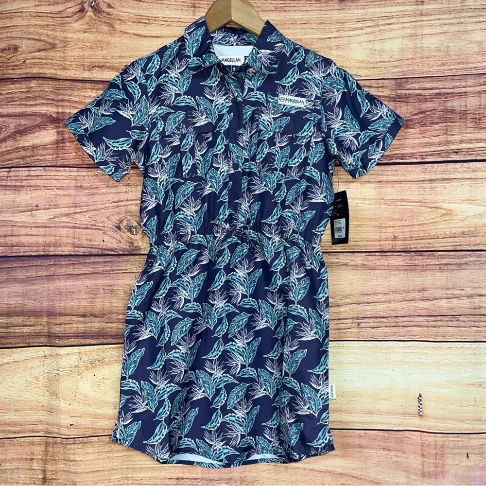Girls Fish Gear Caddo Lake Dress Mood Indigo Birds  Sz M8-10